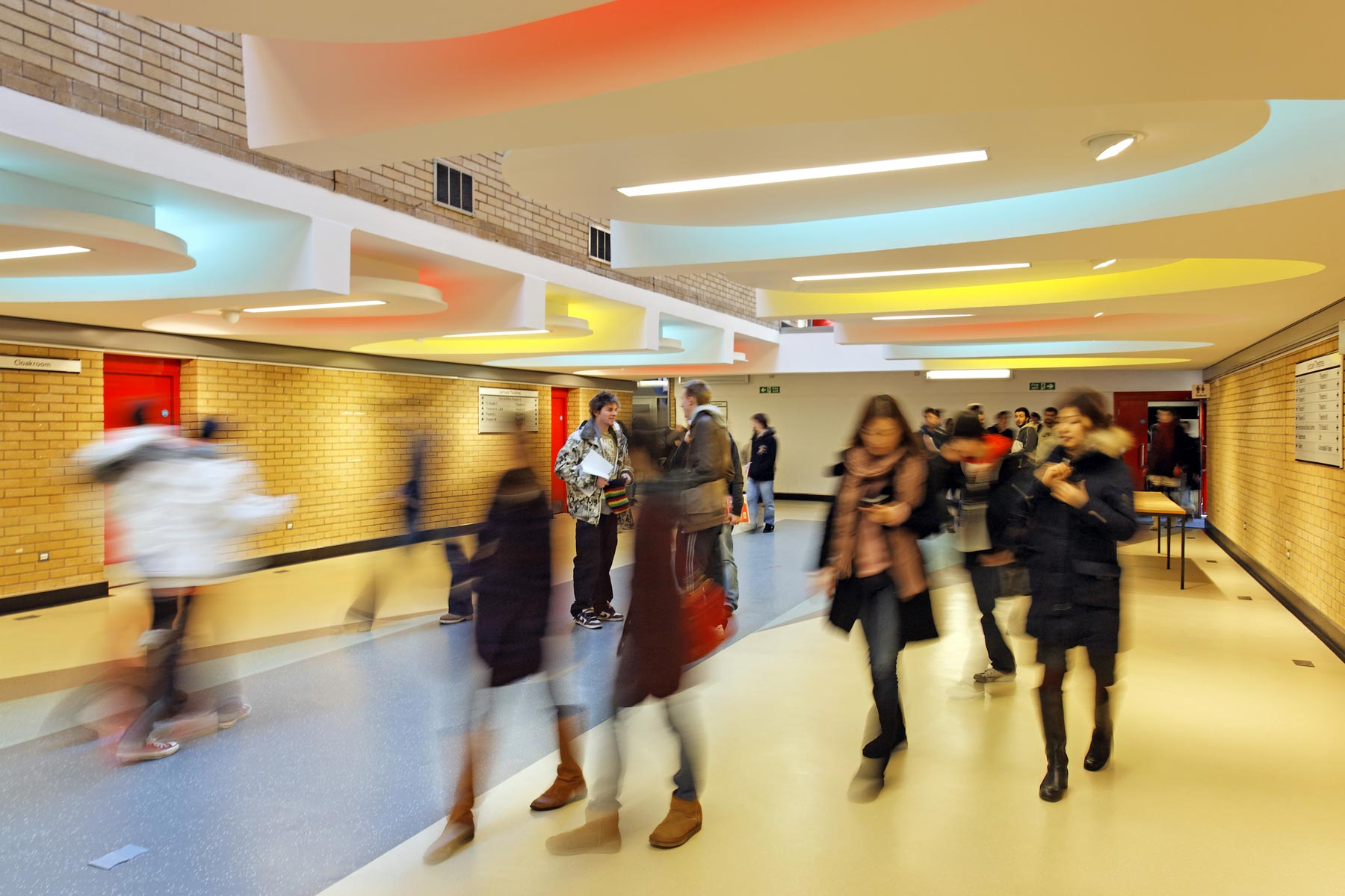 The University of Surrey - Upgraded and rationalised circulation spaces with coloured indirect lighting