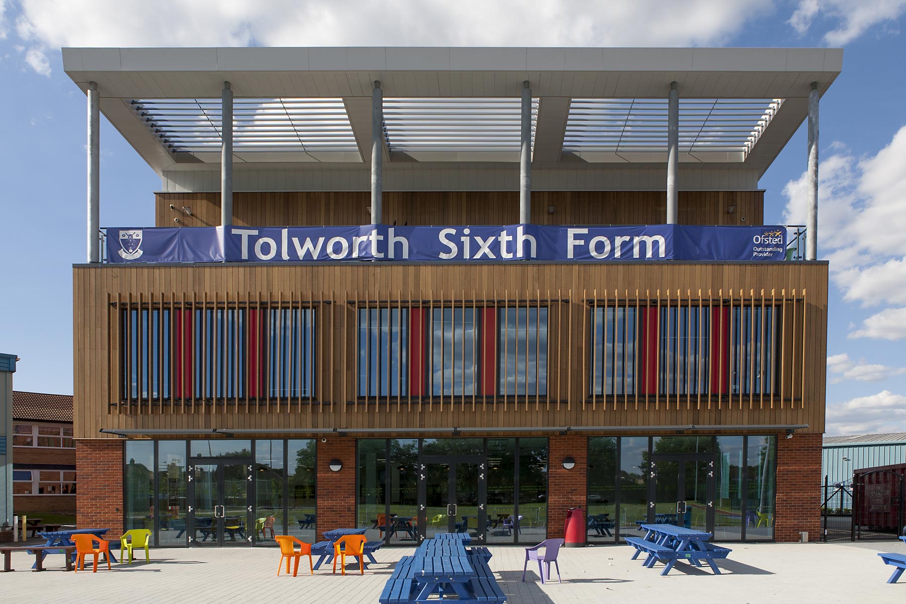 Tolworth Girls' School Sixth Form Centre - Timber & Brick Facade