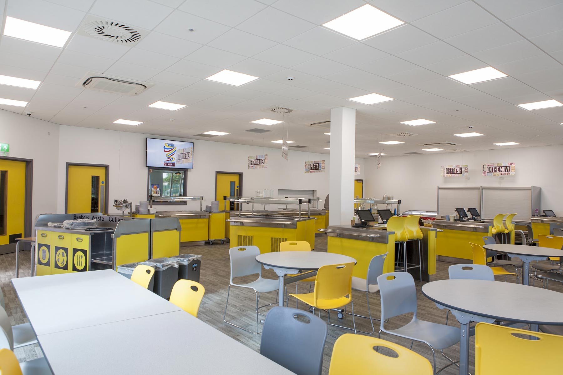 Tolworth Girls' School - New Yellow Canteen and Dining Hall